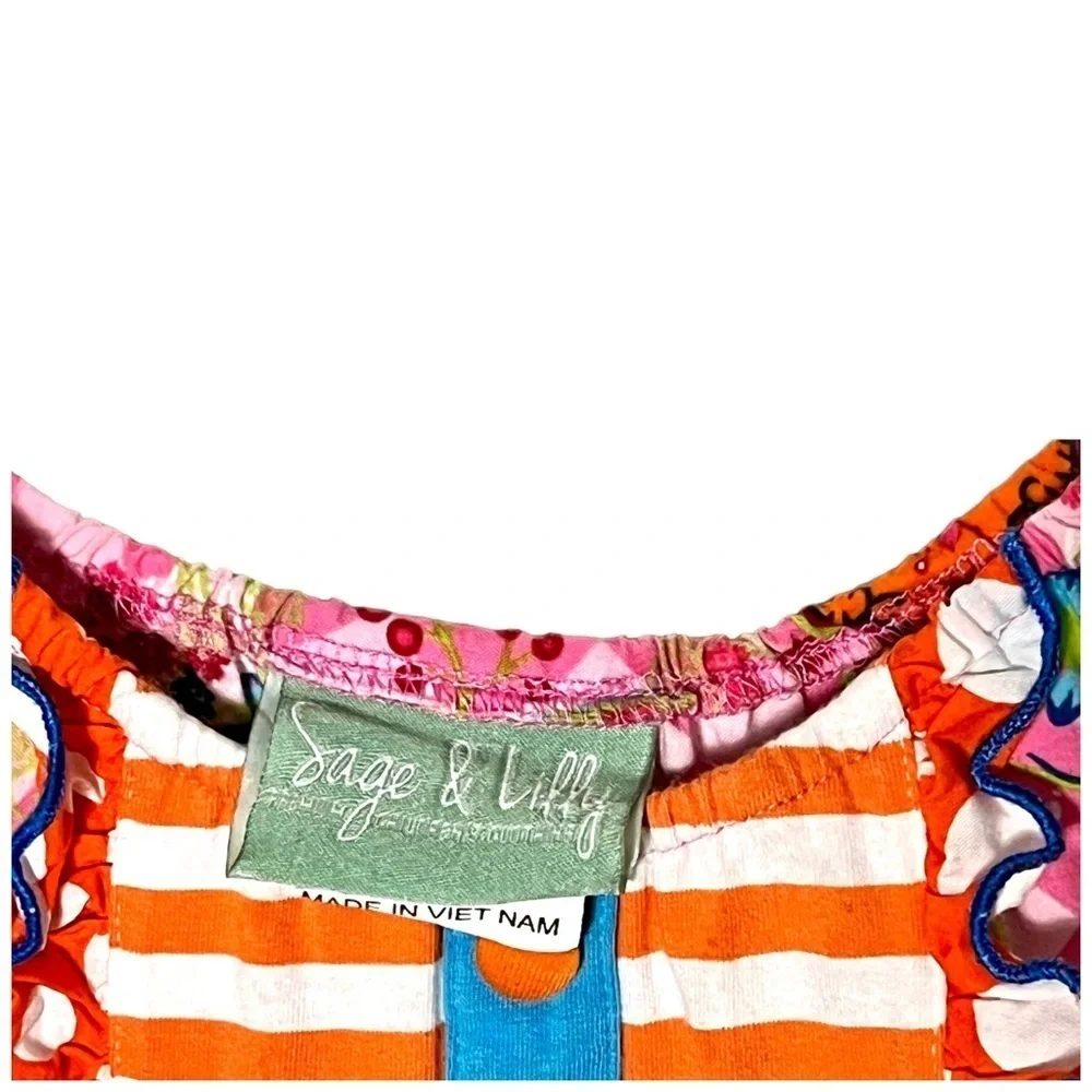 Sage & Lilly Bright Floral Dress Size 6 Orange/Pink